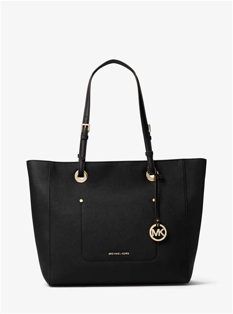 michael kors large black tote bag|Michael Kors black medium tote.